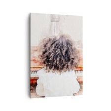 Quadro su Tela 70x100cm Bambino pianoforte acquerello Stampe Immagini Murale