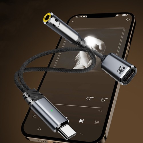 Portable USB C to 3 5mm Audio Adapter with 100W Power Delivery Support - Photo 2/14