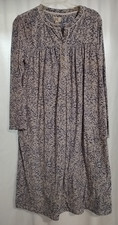 Aria Collection Blue  White Floral Long Sleeve w Pockets Warm Nightgown Medium