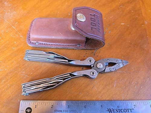 Schrade Tough-Tool Multi-Tool Pliers Knife with Leather Sheath Made In USA 1980s