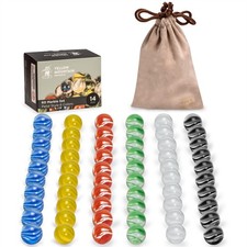 60 Pieces Translucent Chinese Checkers Glass Marbles with Petal Design - 14mm