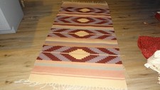 VINTAGE SOUTHWEST REVERSIBLE WOVEN WOOL RUG W FRINGE