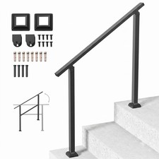 VEVOR Outdoor Handrails for 2-3 Step Stairs Black Square Tube Easy Install