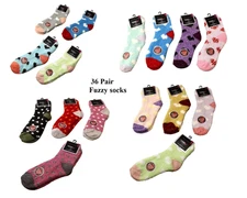 36 Pair Women's Fuzzy Fluffy Socks Super Soft Warm Cozy Assorted Colors Lot