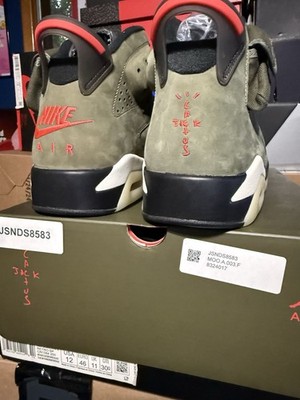 Travis Scott Air Jordan 6 Olive Green Size 12 Men s Brand New Cactus Jack
