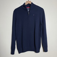 Tommy Hilfiger NEW Boys Quarter Zip Cotton Sweater XL 18-20 Blue Preppy Nautical