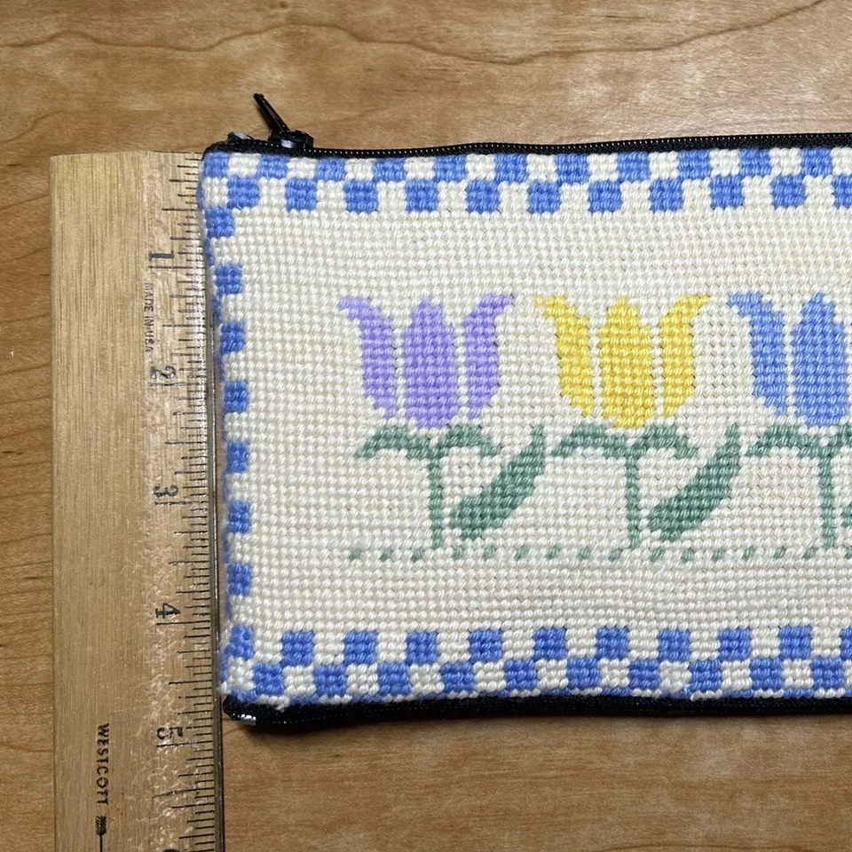 Timeless Tulip Needlepoint Cosmetic Bag/Clutch/Multiuse Pouch - Image 2 of 4