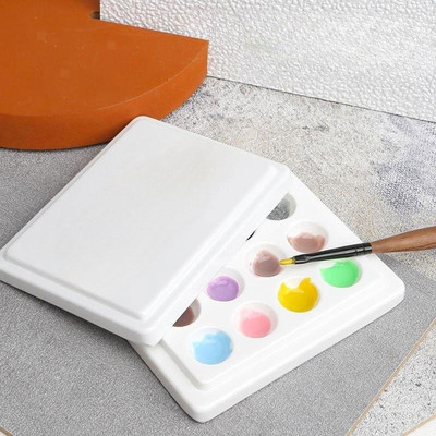 Farbpalette mit Deckel Zubehör 12 Vertiefungen Mischfarben Mischschale Künstler