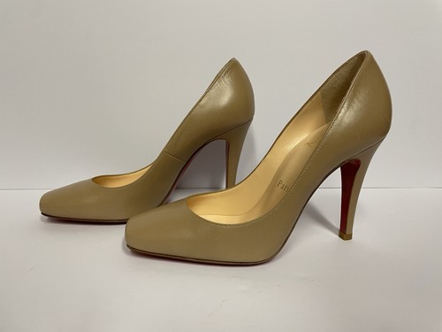 Christian Louboutin Particule 100 Pumps Leather Heels Beige Nude 35/4.5-5 - Picture 3 of 12