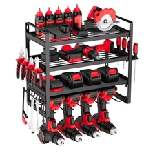 VEVOR Power Tool Organizer Wall Mount 4-Layer Drill Storage Rack 4 Drill Holders