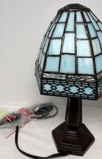 Tiffany Blue Stained Glass Table Lamp with LED Bulb - 3 Color Temperatures