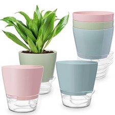 Plant Pots 6 inch Set of 6, Self Watering Flower Pots Indoor Outdoor, Self Wa...