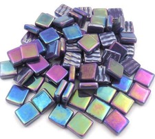 50 Tiles - 12 mm Iridescent Royal Purple Square Mosaic Tile Pieces