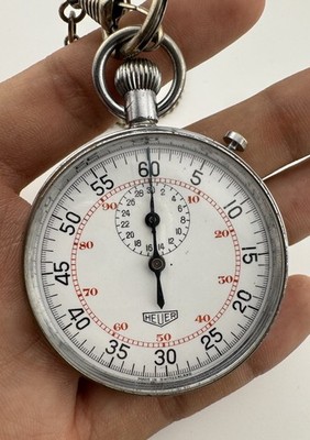 Vintage Heuer Taschenuhr mit Dezimalskala (ca. 1950-1960)