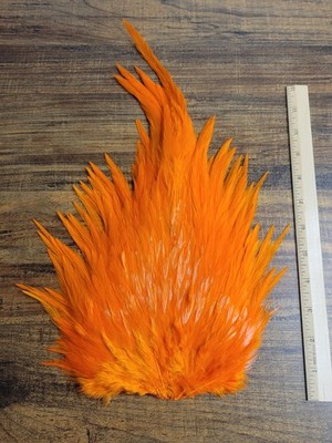 Lot 159,  Dyed Orange  India Rooster Streamer Saddle Feathers Saltwater