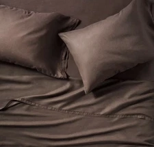 California King 100% Linen Sheet Set Dark Fig - Casaluna