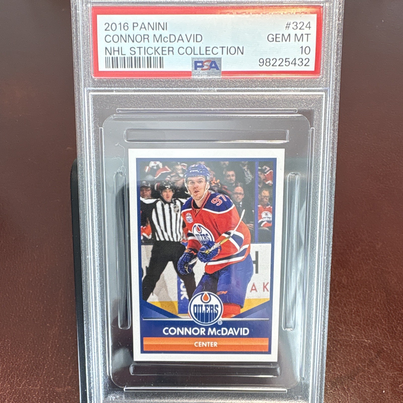 2016-17 Panini NHL Hockey Sticker Connor McDavid #324 PSA 10 GEM MINT