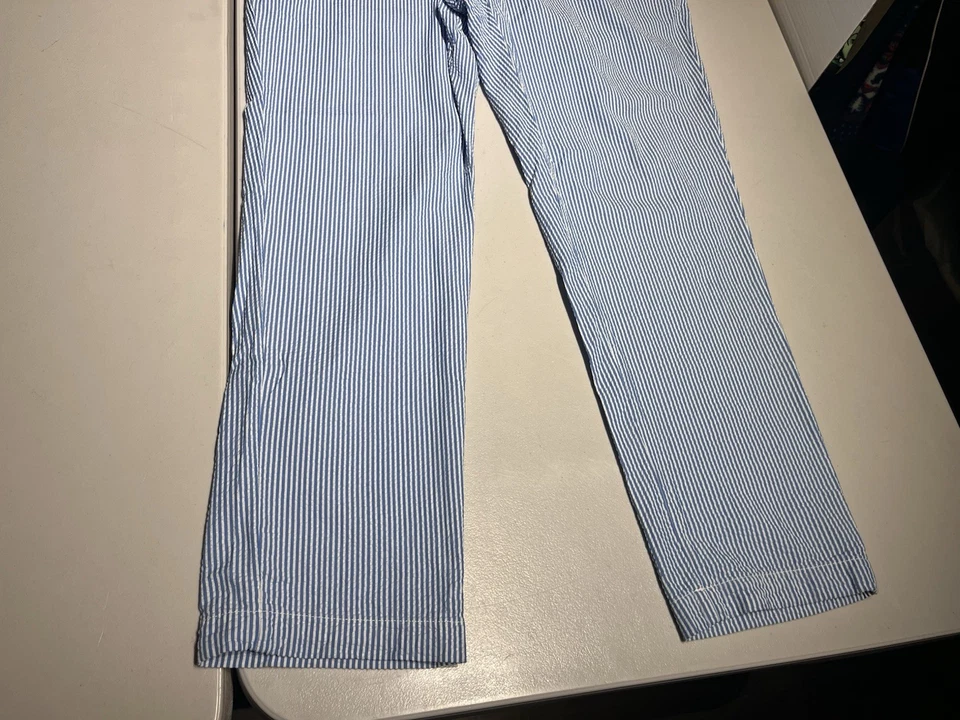 Calça Brooks Brothers masculina 42x32 azul branca listrada algodão casual - Imagem 3 de 4