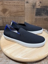 Rothy  s The Original Slip On Sneaker Womens 7.5 Black Blue White Knit Shoes