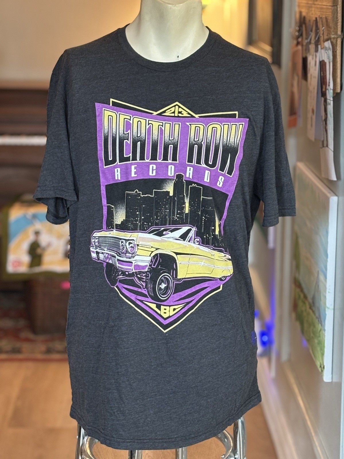 FILA T shirt con licenza Death Row Records LBC nuova senza etichette adulto XL blu grafica Lowrider