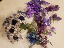 Vintage 1950s 1960s lot of 6 fabric flowers floral hat trim millinery