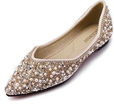 QXCXINGDY WOMEN'S RHINESTONE FLATS FASHION POINTED DIAMOND - US - Scratch Dent