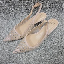A New Day Slingback Flats Womens Size 8 Beige Rhinestone Mesh Pointed Toe