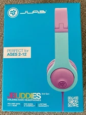 JBuddies Gen 2 Folding Kids Wired Headphones-Purple/Teal-NEW