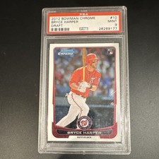 2012 Bowman Chrome Draft Bryce Harper Rookie Card PSA 9 card #10 Nationals. rookie card picture