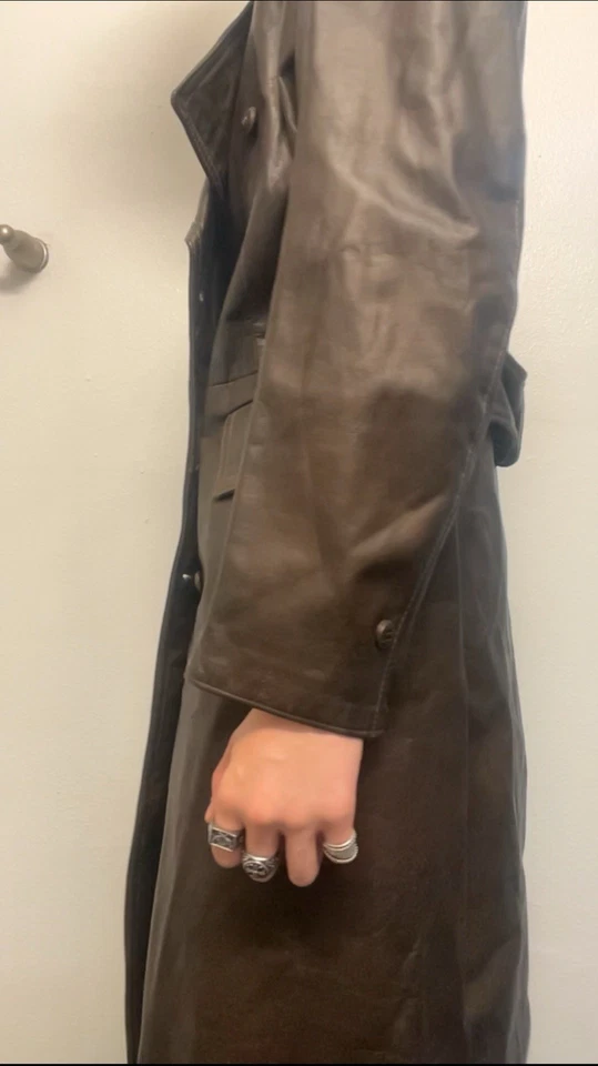 VINTAGE 60S MENS LEATHER TRENCH COAT - Image 4 of 4