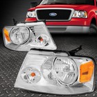 FOR 04-08 FORD F150 06-08 LINCOLN MARK LT CHROME HOUSING HALOGEN HEADLIGHTS PAIR