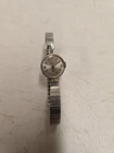 Vintage Timex Lady's Wind Up Silver Tone Base Metal Bezel Wristwatch - Runs