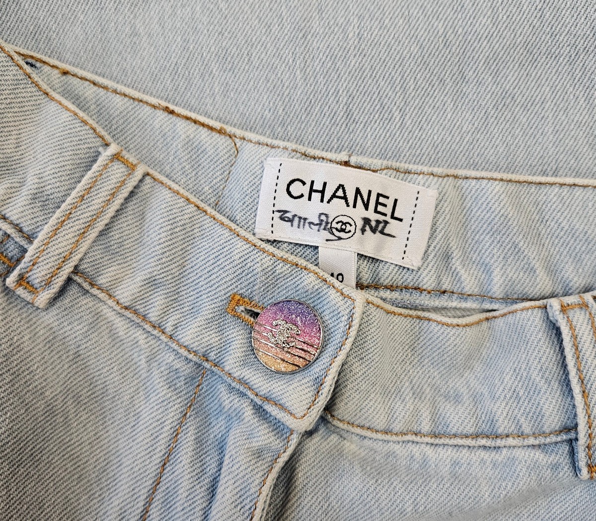Chanel Light Blue Denim Wide Legs Straight Cut Woman Jeans | eBay