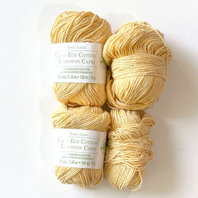 Lot of Capri Eco Recycled Cotton Yarn - Yellow - 4-ply medium - Loops & Threads