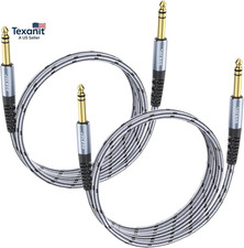 1/4 Inch TRS Instrument Cable 3.3 FT 2-Pack, Quarter Inch Audio Cable, 6.35 Bala