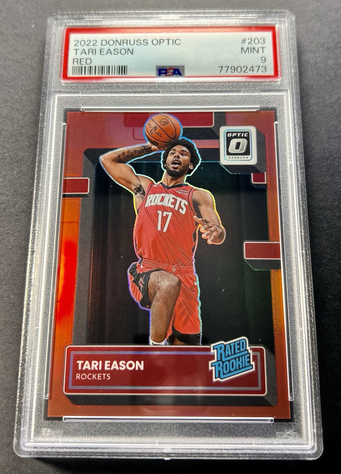 TARI EASON 2022-23 Donruss Optic 203 Red #/99 PSA 9 MINT Rookie RC ROCKETS POP 7