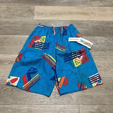 Vintage RARE 80s 90S Graphic Print LONG Board Shorts Summer Beach Large 36/38