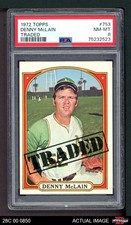 1972 Topps #753 Denny McLain Traded Athletics PSA 8 - NM/MT