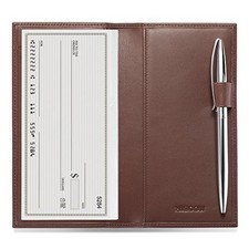 Supple Leather Checkbook Cover with Free Divider - Italian Calfskin Brown