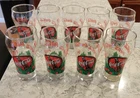 VINTAGE COCA COLA COKE CHRISTMAS GLASS 2001 HOLLY SNOWFLAKE 12 OZ LOT OF 9