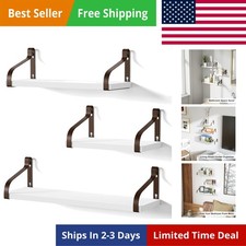 Floating Shelves for Wall Set of 3, Rustic Wood Wall Shelves for Bedroom, Liv...