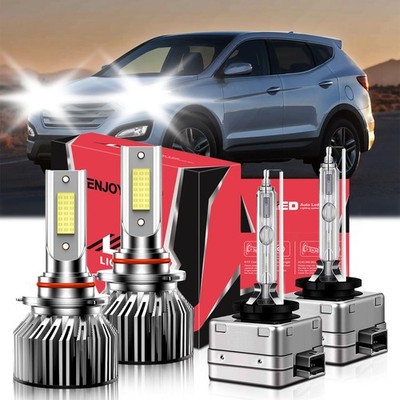 LED HID Headlight Kit Hi Lo Beam Bulb Combo For Hyundai Santa Fe Sport 2017-2018