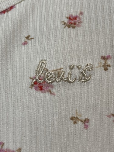 Levi's Girls White Cream Floral Print Long Sleeve Button Up Blouse Top Size M - Picture 3 of 4