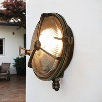 Maritime AußEnleuchte Messing Riffelglas IP64 Schiffslampe Wand Haus Karpahtos