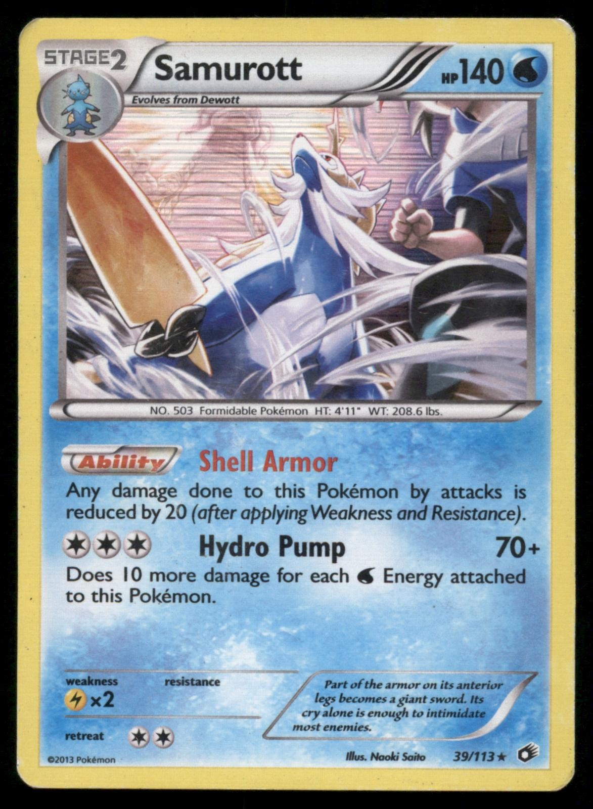 Samurott 39/113 Holo Holo Rare Legendary Treasures Pokemon Holo Heavily Played