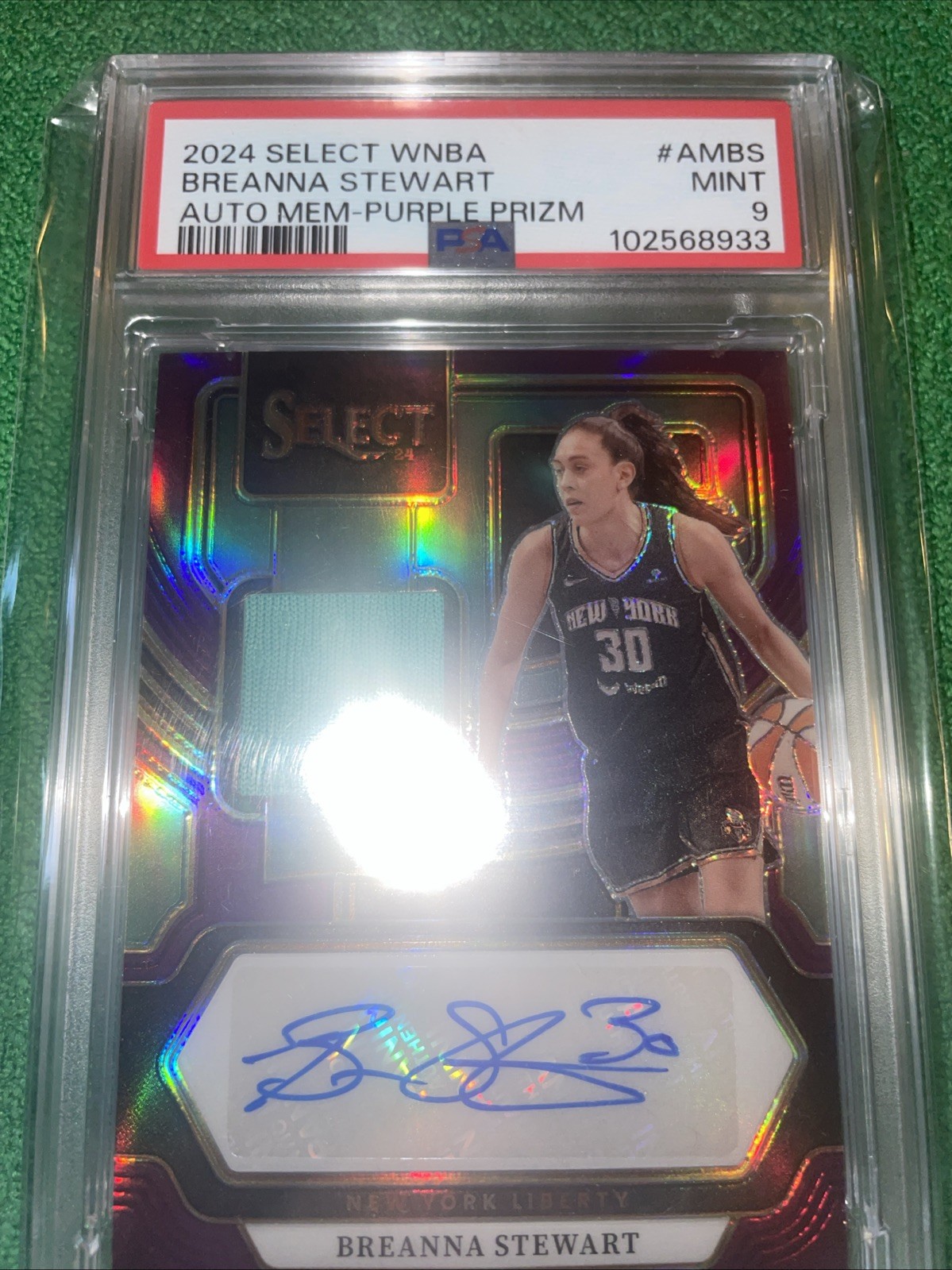 2024 Breanna Stewart Auto Memorabilia Purple Prizm #AMBS PSA 9 /99 Liberty view 9
