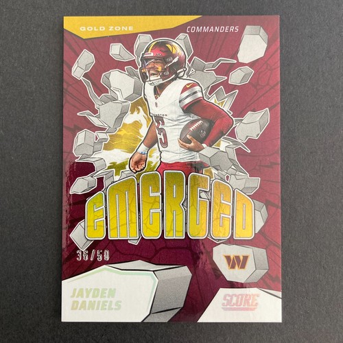 Jayden Daniels Pack of 3, SSP Score Emerged Gold Zone /50, Rookie Rush RC Insert - Picture 4 of 10