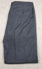 Austin Reed Wool Pleated Dress Pants Mens 34x32 Gray Blue Plaid Trousers Cuffed