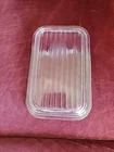 Pyrex 502-C Vintage Refrigerator Dish Lid Only Ribbed Glass, 6.75"L × 4.25"W