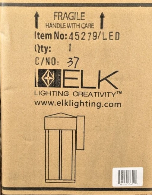 ELK LIGHTING EMODE LED APLIQUE DE PARED EXTERIOR NEGRO MATE VIDRIO SEMBRADO 10"T 45279 Foto 2 de 3